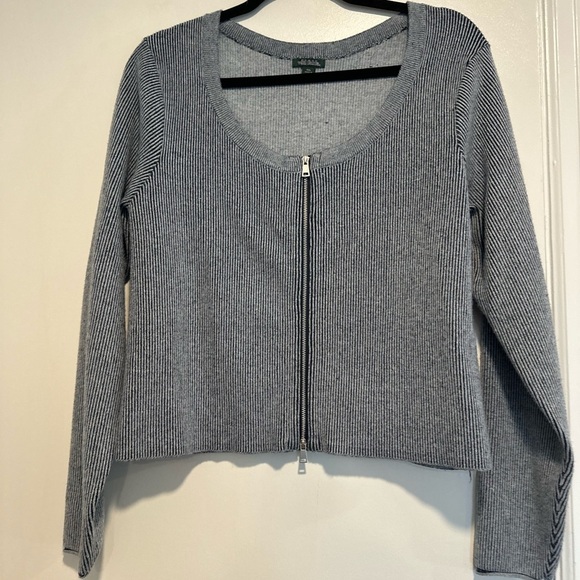 Wild Fable Women's XXL Zip-Front Navy & White Ribbed Cardigan Thick Sweater. - Picture 2 of 14